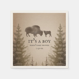 Mamma Buffalo Evergreen Boy Baby Shower Pappersservett