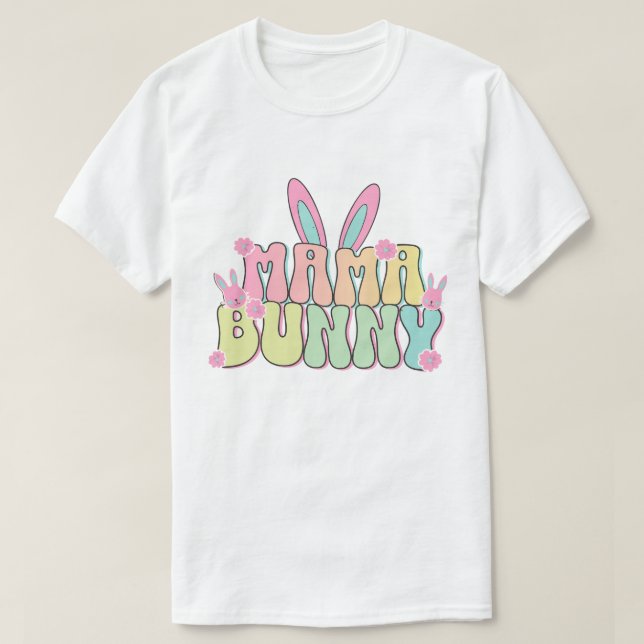 🌸 Mamma Bunny Aesthetic Pastel Sticker - Cute Öst T Shirt (Design framsida)