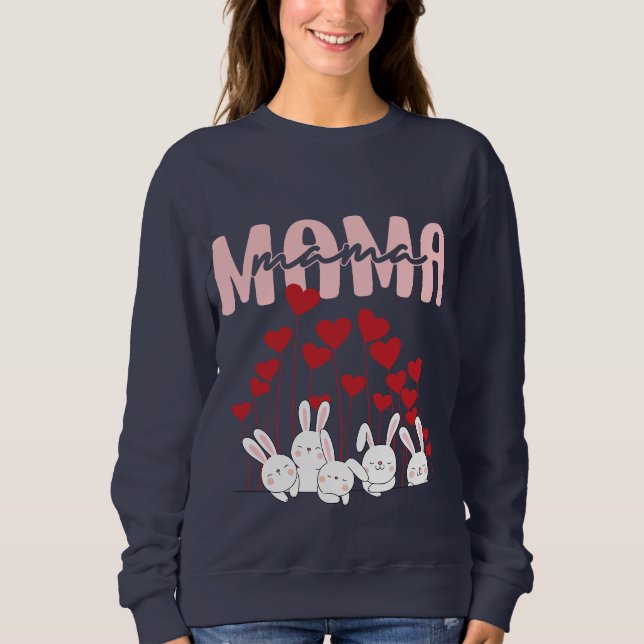 Mamma Bunny Heart Sweatshirt - Cute Mor's Day T Shirt (Framsida)