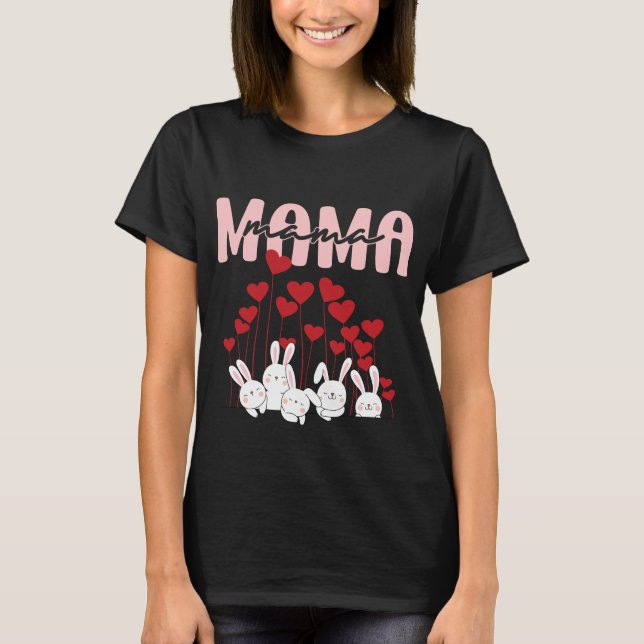 Mamma Bunny Hearts T-Shirt - Cute Mor Day Gift (Framsida)