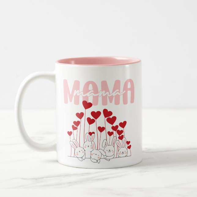 Mamma Bunny Kärlek Mugg - Cute Heart-familjen (Vänster)