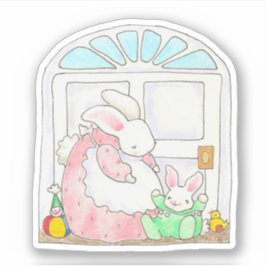 Mamma Bunny och Baby Sticker Klistermärken