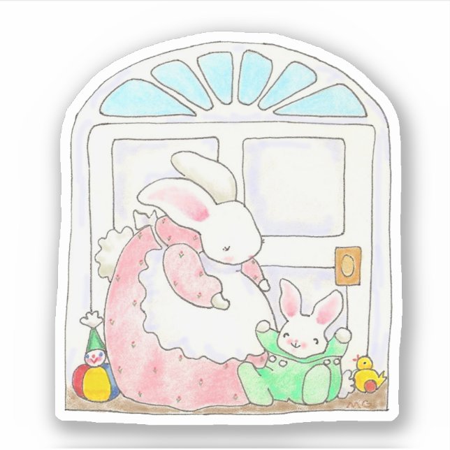Mamma Bunny och Baby Sticker Klistermärken (Framsida)