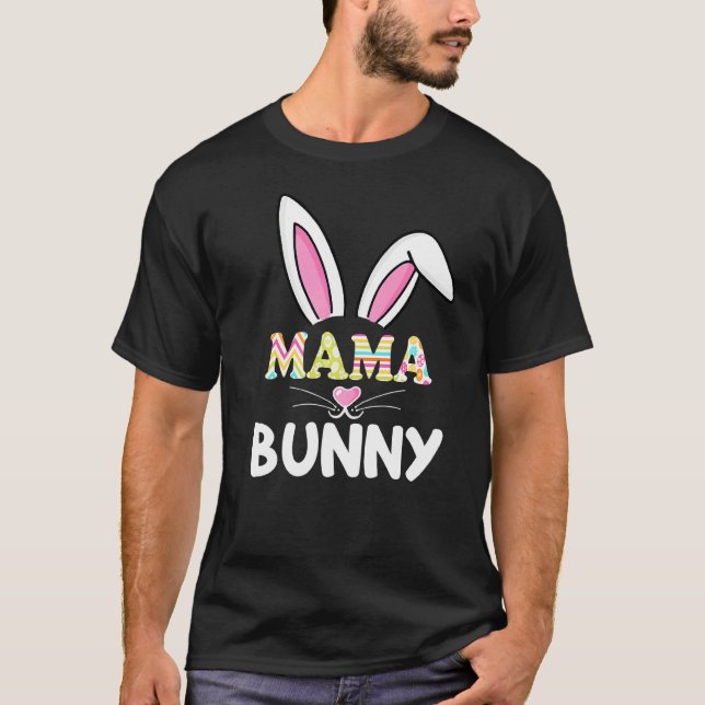 Mamma Bunny Outfit Matching Family Påsk Mor Da T Shirt (Framsida)