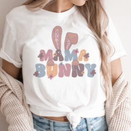 Mamma Bunny Påsk Retro Vår Blommigt T Shirt