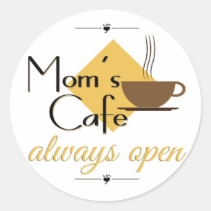 Mamma Cafe Always Open Runt Klistermärke