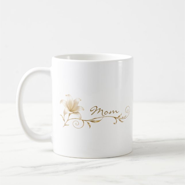 Mamma Champagne Guld Lilja Present Mugg (Vänster)