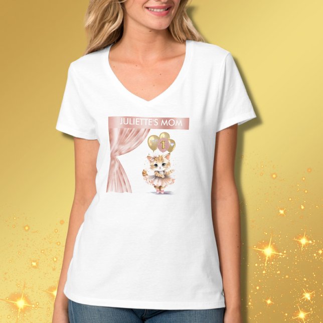 MAMMA Charming Ballerina Cat 1:a födelsedagsflicka T Shirt (Skapare uppladdad)