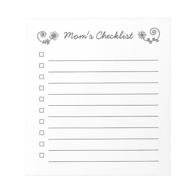 Mamma Checklist, Check Box List, Tear Away Anteckningsblock (Framsida)