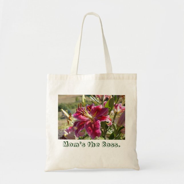 Mamma Chef Tote bags Rosa Lily Flowers anpassnings Tygkasse (Framsidan)