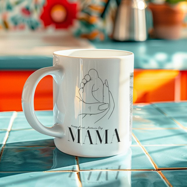 Mamma | Chic Boho Bokstäver 3 Foto Kaffemugg (Skapare uppladdad)