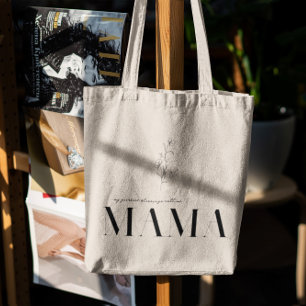 Mamma   Chic Boho Lettering & Blommigt Tygkasse