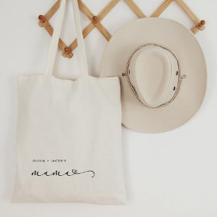Mamma   Chic Script och hjärta med Kids Namn Tygkasse