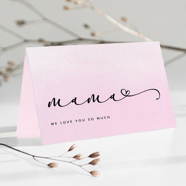 Mamma | Chic, skript och hjärta med foto Kort (Skapare uppladdad)