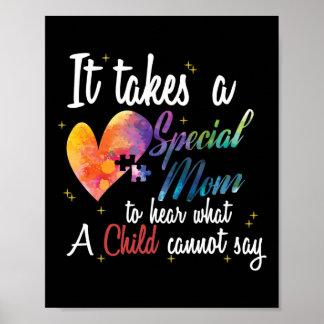 Mamma Child Kärlek Puzzle Inspirational Autism Awa Poster