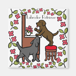 Mamma Chocolate Lab och Svart lab Magnet