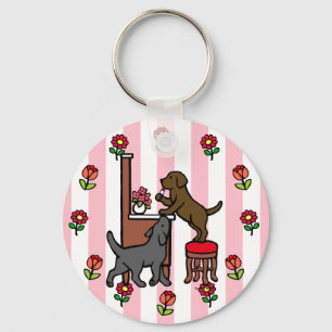 Mamma Chocolate Lab och Svart lab Nyckelring