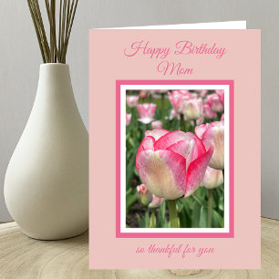 Mamma Christian Birthday Rosa Tulips Card Kort