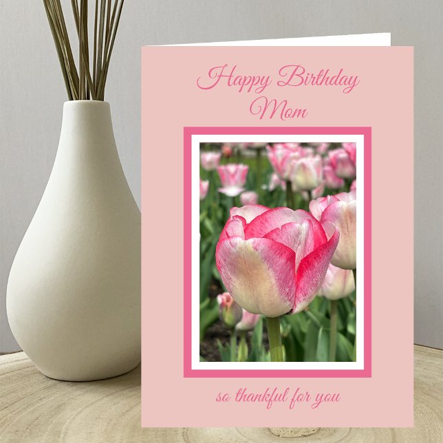 Mamma Christian Birthday Rosa Tulips Card Kort (Skapare uppladdad)