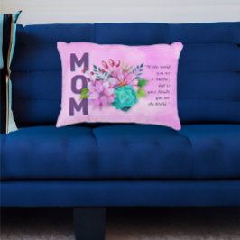 MAMMA-citat vid ROSA av vattenfärgsfärgad Blommigt Prydnadskudde
