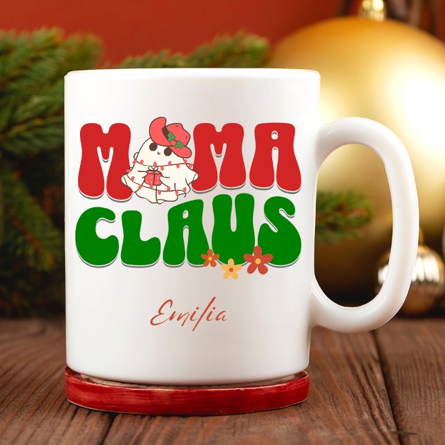 Mamma Claus jul Anpassningsbar Mamma Namn Retro Gr Mugg (Skapare uppladdad)