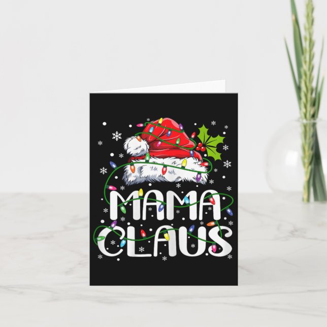 Mamma Claus jul - matchning av Ljus Pajama-familje Kort (Framsida)