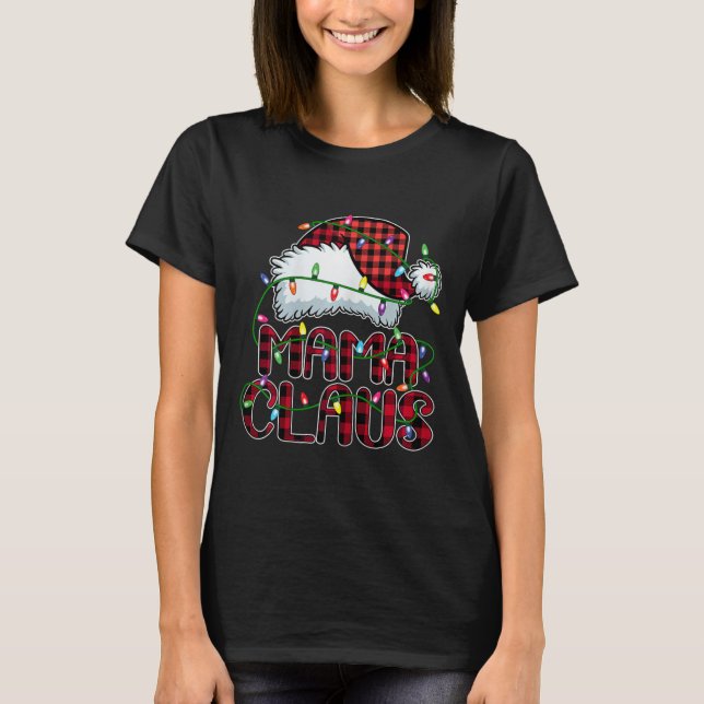 Mamma Claus jul - matchning av Ljus Pajama-familje T Shirt (Framsida)