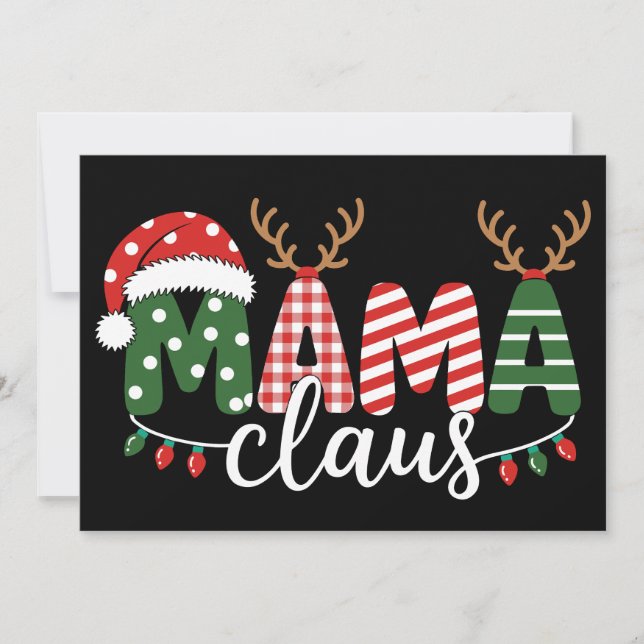 Mamma Claus jul Santa mössa renar lampor Inbjudningar (Framsida)