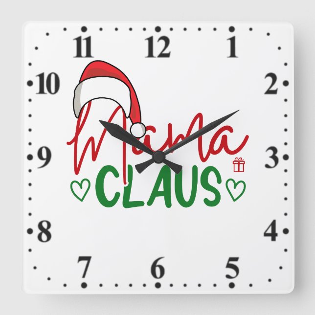 Mamma Claus-juldesign-60094 Fyrkantig Klocka (Framsida)
