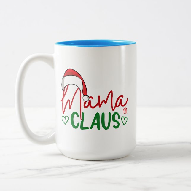 Mamma Claus-juldesign-60094 Två-Tonad Mugg (Vänster)