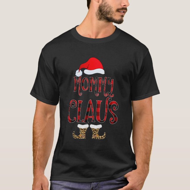 Mamma Claus Leopard jul Pajama Santa Gift Fo T Shirt (Framsida)