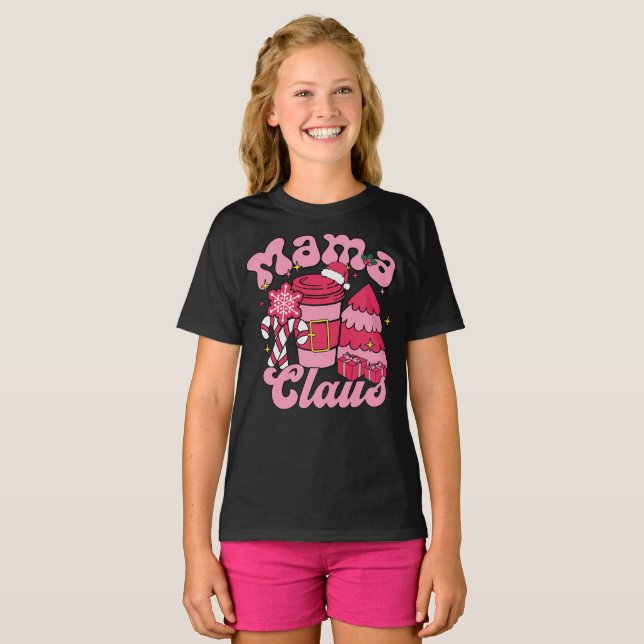 Mamma Claus Santa Funny jul Pajama Matching T Shirt (Hel framsida)