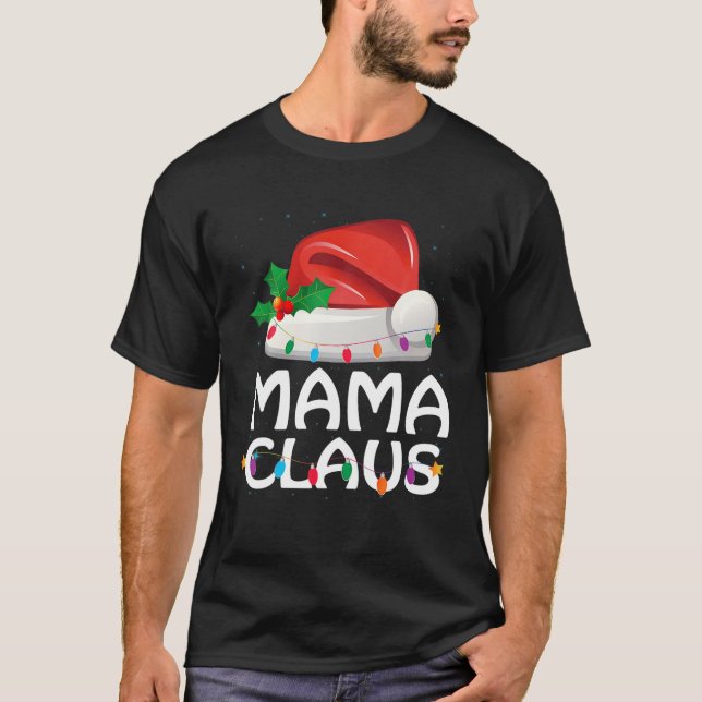 Mamma Claus Santa Hat-familjen matchande jul Paj T Shirt (Framsida)
