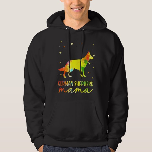 Mamma Colorful German Shepherd Hoodie (Framsida)