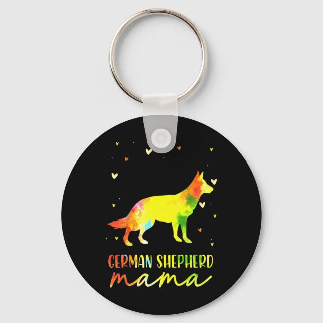 Mamma Colorful German Shepherd Nyckelring (Framsida)
