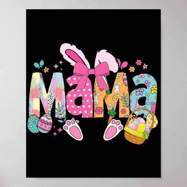 Mamma Coquette Bow Bunny Påsk Rolig Mamma Mamma Gl Poster (Framsidan)