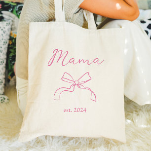 Mamma Coquette Rosa Bow och skript Tygkasse