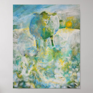Mamma Cow i Land Blue Archival Poster