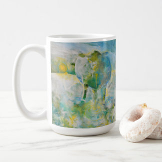 Mamma Cow Land Farm Art Blue Grönt Large Kaffemugg