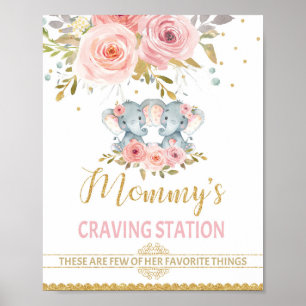 Mamma Crave Station Elephant Twillingar Baby Showe Poster