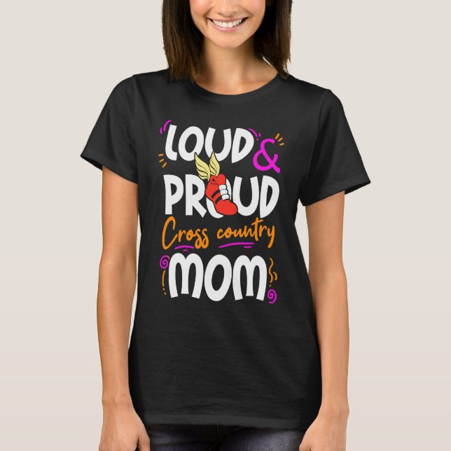Mamma Crossa country Mor Runack Loud Proud T Shirt (Framsida)