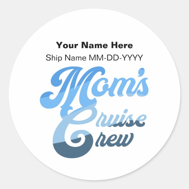 Mamma Cruise Crew Runt Klistermärke (Framsida)