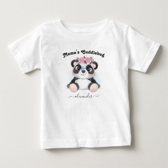 Mamma Cuddlebug med Baby Namn Cute Panda Bear T Shirt (Framsida)