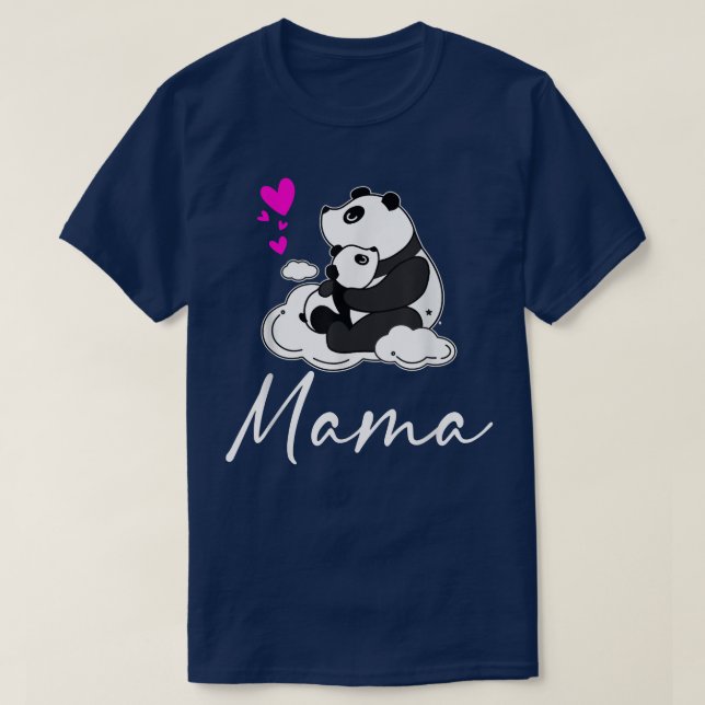 Mamma Cute Baby Panda Bear Mors dag Mamma Heart T Shirt (Design framsida)