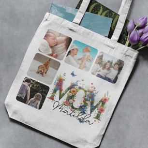 Mamma Cute Blommigt Meadow Photo Collage Tygkasse