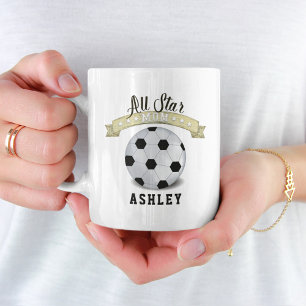 Mamma Cute Whimsical All Star Soccer Vintage Sign Kaffemugg