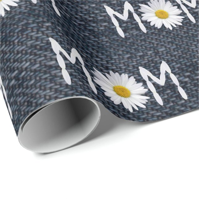 Mamma Daisy på blå denim Presentpapper (Rullad Hörn)
