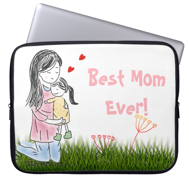 Mamma & DDotter Hug Anpassningsbar Laptop Fodral (Framsidan)