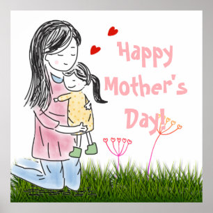 Mamma & DDotter Hug Anpassningsbar Poster