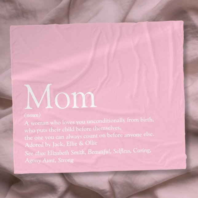 Mamma Definition Roligt Coola Rosa Fleece Blanket (Mom Definition Fun Cool Pink Fleece Blanket)